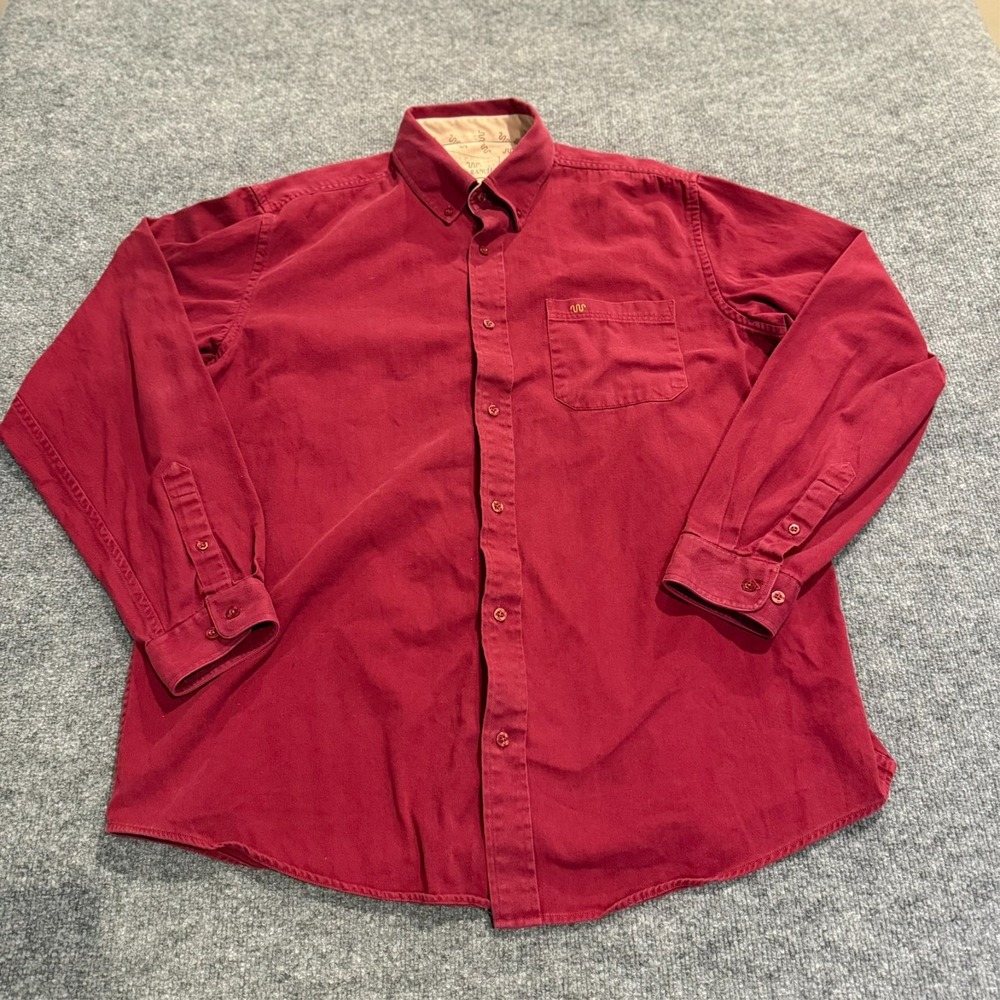 King RanchLong Sleeve Shirt Western Cowboy Mens 2XL Button Down Red Maroon